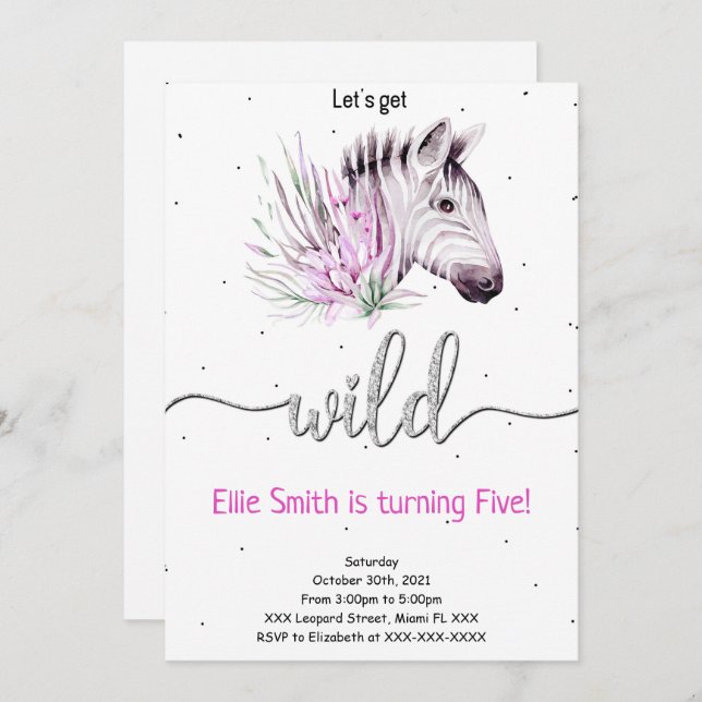 Invitación de cumpleaños Safari de animales (Anverso / Reverso)