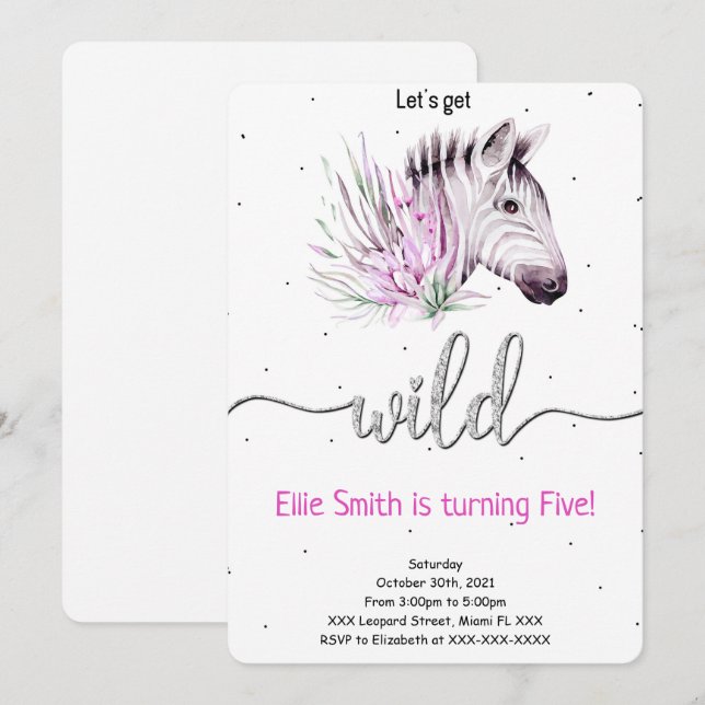 Invitación de cumpleaños Safari de animales (Anverso / Reverso)