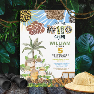 Invitación de cumpleaños Safari de la Tribu Salvaj