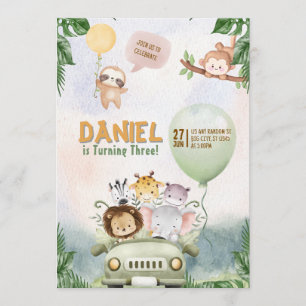 Invitación de cumpleaños Safari editable