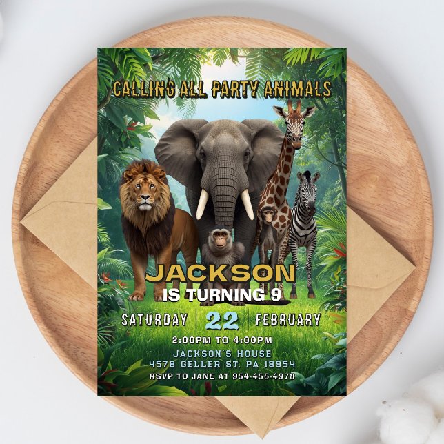 Invitación de cumpleaños Safari Fiesta de animales (Subido por el creador)