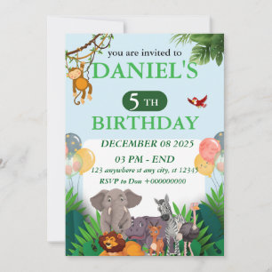 Invitación de cumpleaños Safari Jungle