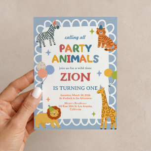 Invitación de cumpleaños safari para animales de f