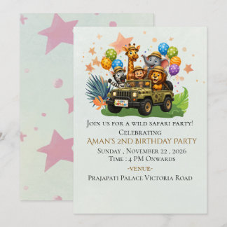 Invitación de cumpleaños Safari para descargar dig