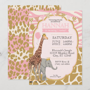 Invitación de cumpleaños safari para niños 1er cum