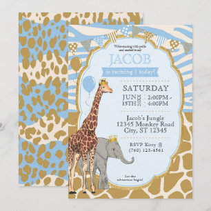 Invitación de cumpleaños safari para niños 1er cum