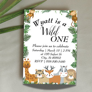 Invitación de cumpleaños Safari Wild One Jungle