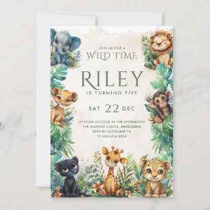 Invitación de cumpleaños Safari Wild Time
