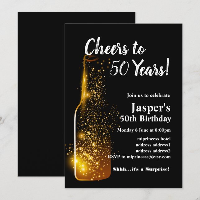 Invitación de cumpleaños, ¡Salud! (Anverso / Reverso)