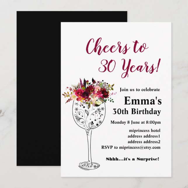 Invitación de cumpleaños, ¡Salud! (Anverso / Reverso)