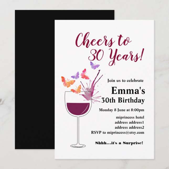 Invitación de cumpleaños, ¡Salud! (Anverso / Reverso)