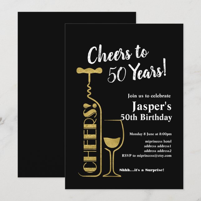 Invitación de cumpleaños, ¡Salud! (Anverso / Reverso)