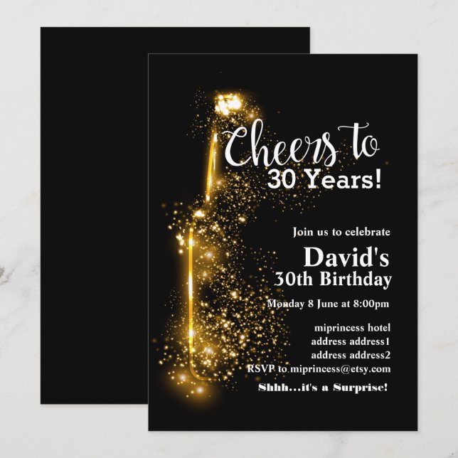 Invitación de cumpleaños, ¡Salud a cualquier año! (Anverso / Reverso)