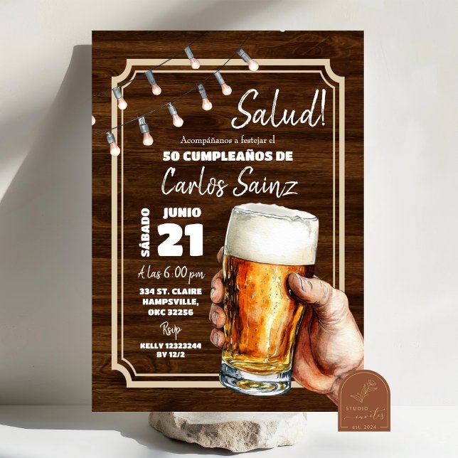 Invitación de cumpleaños Salud cerveza hombre mexi (Subido por el creador)