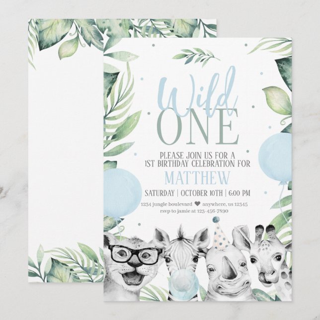 Invitación de cumpleaños salvaje de un Safari para (Anverso / Reverso)