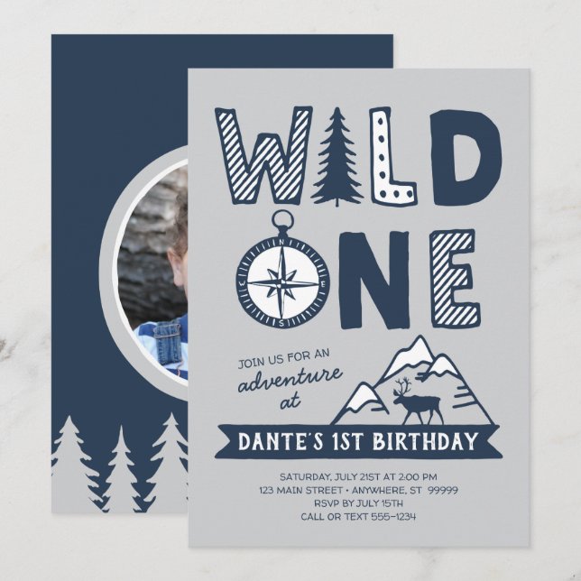 Invitación de cumpleaños salvaje de un salvaje (Anverso / Reverso)