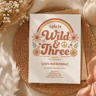 Invitación de cumpleaños salvaje para niña   Retro