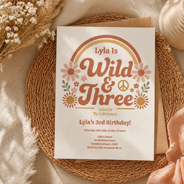 Invitación de cumpleaños salvaje para niña | Retro (Subido por el creador)
