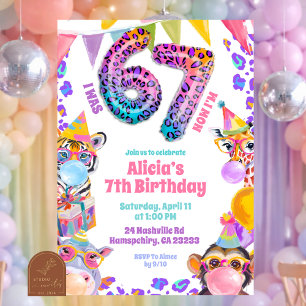 Invitación de cumpleaños salvaje Safari 67 colorid