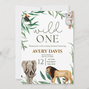 Invitación de Cumpleaños Salvaje Uno Safari Animal