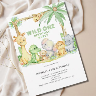 Invitación de cumpleaños salvaje uno safari animal