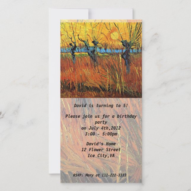Invitación de cumpleaños. Sauces al atardecer por  (Anverso)