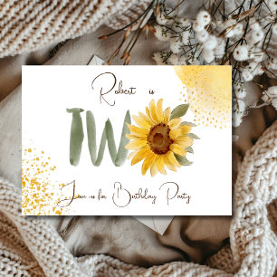 Invitación de cumpleaños segunda de girasol acuare