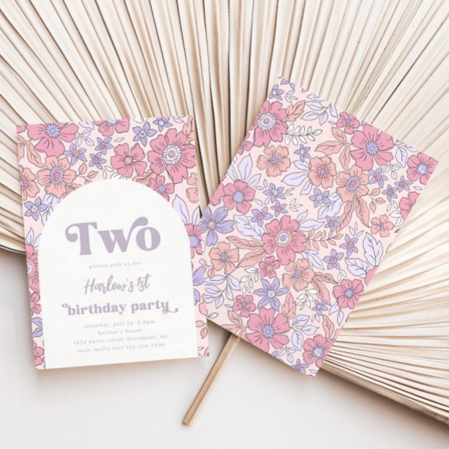 Invitación de cumpleaños segundo de flores | Flor  (Subido por el creador)