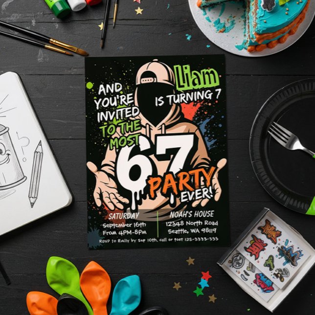 Invitación de cumpleaños seis siete, 7º cumpleaños (Subido por el creador)