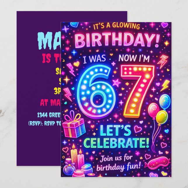 Invitación de cumpleaños Seis Siete | Tenía 6 ahor (Anverso / Reverso)