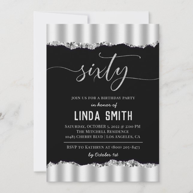 Invitación de cumpleaños sesenta diamante (Anverso)