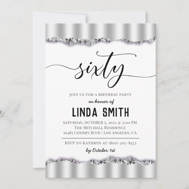 Invitación de cumpleaños sesenta diamantes (Anverso)