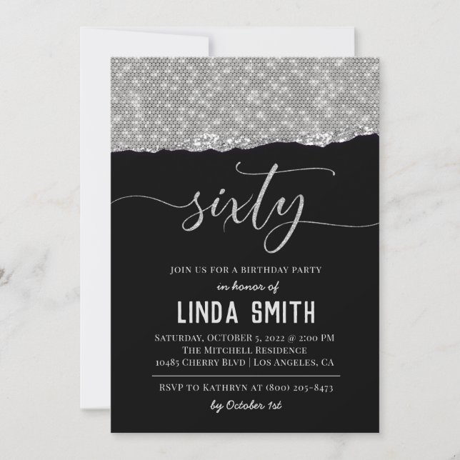 Invitación de cumpleaños sesenta diamantes (Anverso)