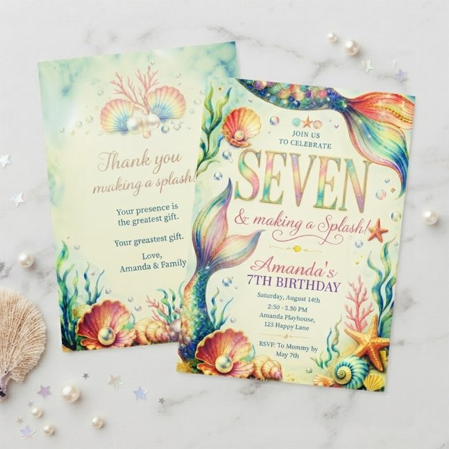 Invitación de cumpleaños Seven Making a Splash (Subido por el creador)