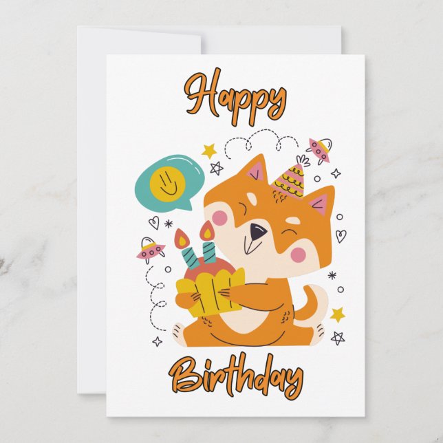 Invitación de Cumpleaños Shiba Inu (Anverso)