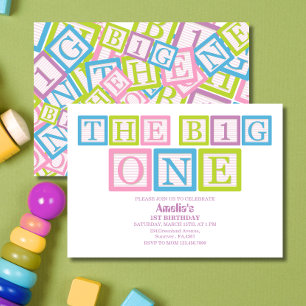 Invitación de Cumpleaños Simple con Tema de Bloque