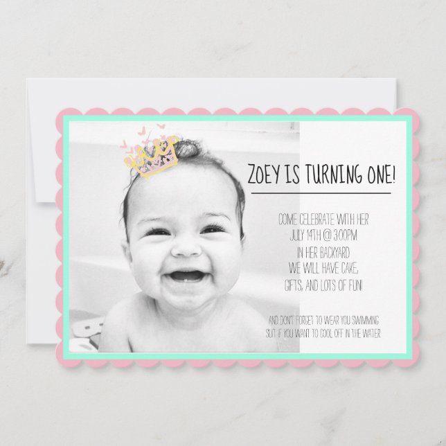 invitación de cumpleaños simple para niños y niñas (Anverso)