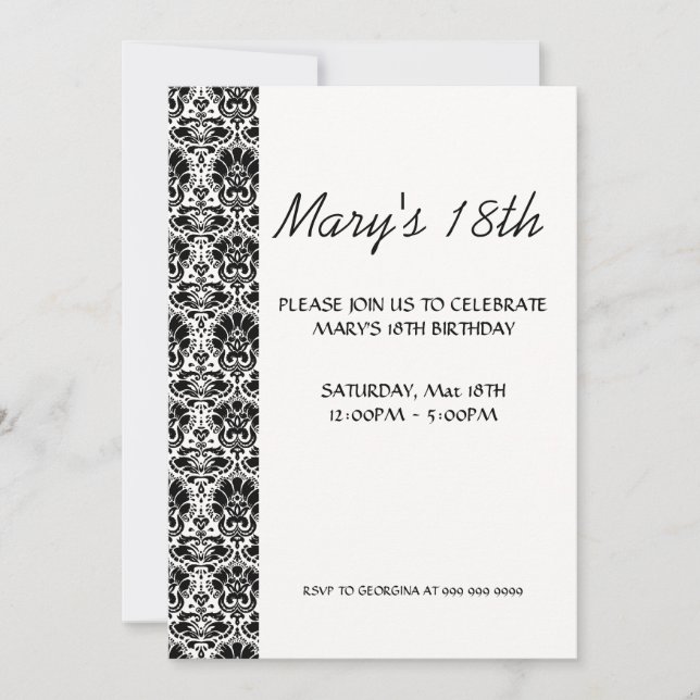 Invitación de cumpleaños simple y blanca (Anverso)