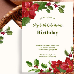 Invitación de cumpleaños sin edad con flores elega