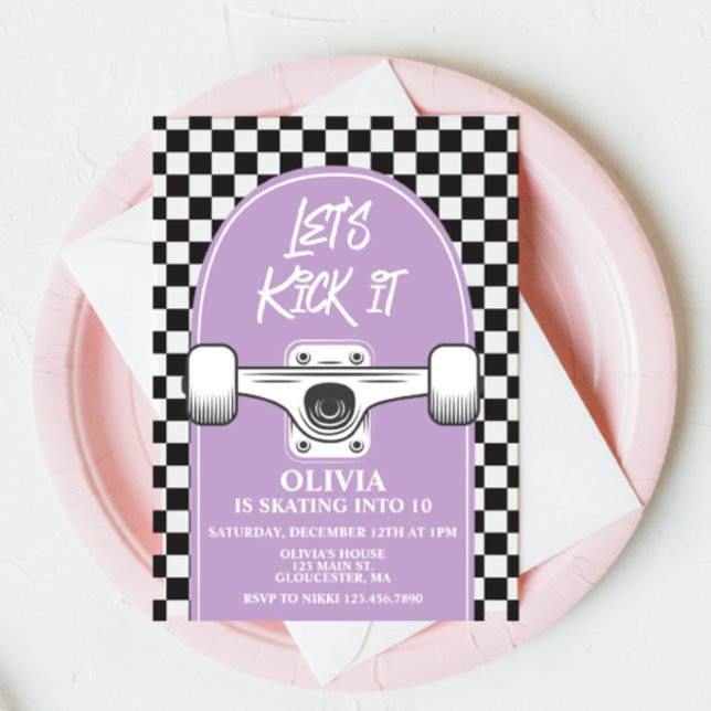 Invitación de cumpleaños Skateboard Let's Kick It  (Subido por el creador)