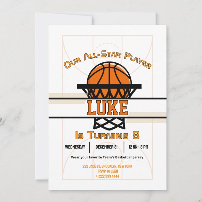 Invitación de cumpleaños Slam Dunk Bash (Anverso)