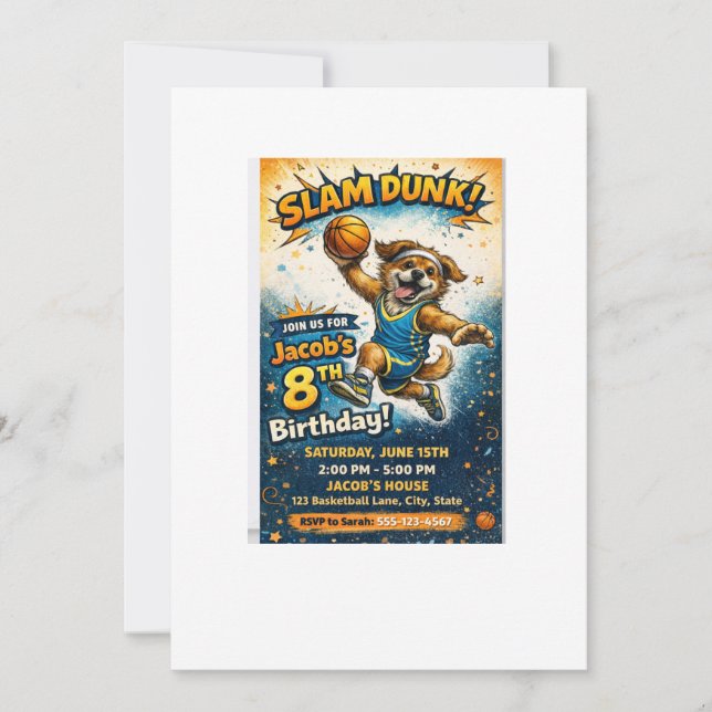 Invitación de cumpleaños Slam Dunk - Niño divertid (Anverso)