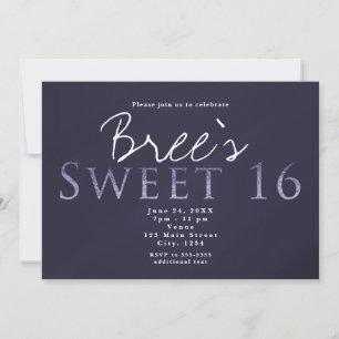 Invitación de cumpleaños Smoky Plum Grey SWEET 16