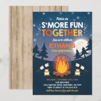Invitación de cumpleaños S'mores Fiesta de fuego