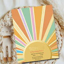 invitación de cumpleaños sol grande dorado con ray