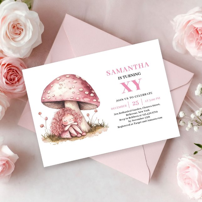 Invitación de cumpleaños sonrosado para niña hada  (Cute Pink Fairy Girl 2nd Birthday Blush invitation)