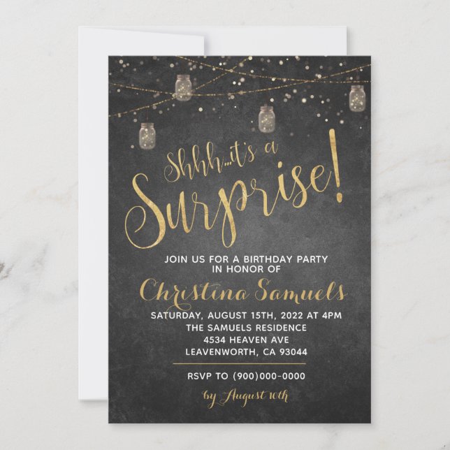Invitación de cumpleaños sorpresa (Anverso)