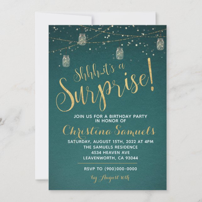 Invitación de cumpleaños sorpresa (Anverso)