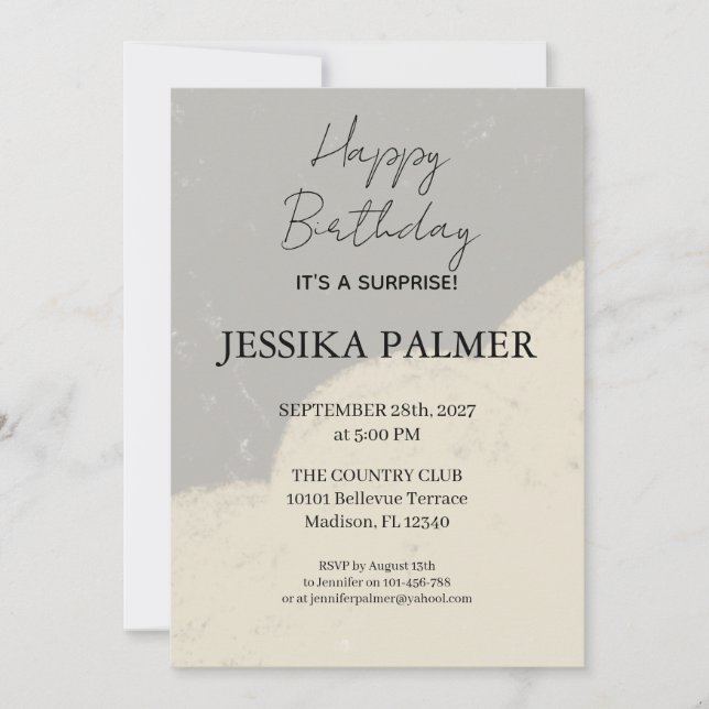 Invitación de cumpleaños sorpresa (Anverso)