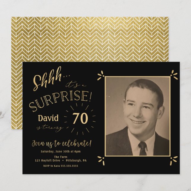 Invitación de cumpleaños sorpresa (Anverso / Reverso)